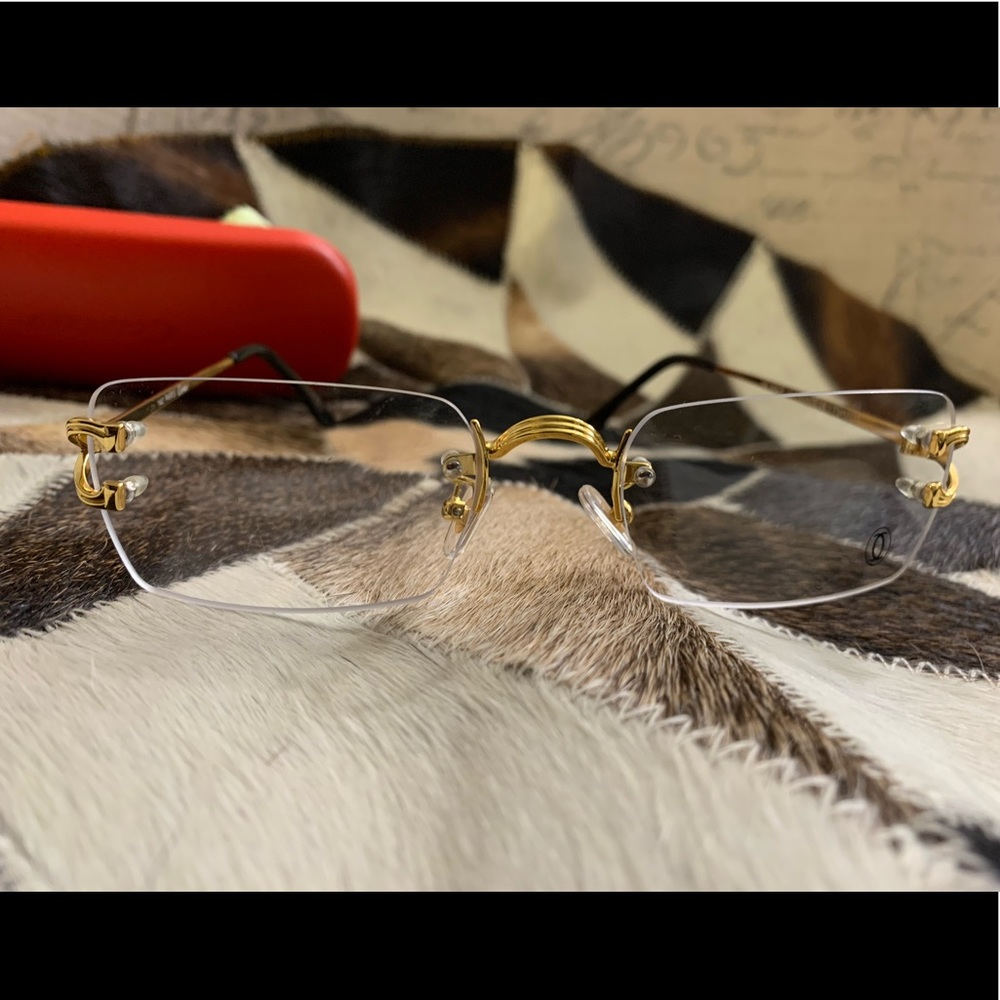 Cartier Rimless Rectangular Frame Glasses in excellent condition